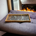 Versatile Gold Border Elegant Serving Glass Tray