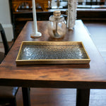 Versatile Gold Border Elegant Serving Glass Tray