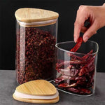 Triangle Airtight sealed Glass Jar With Wooden Bamboo Lid
