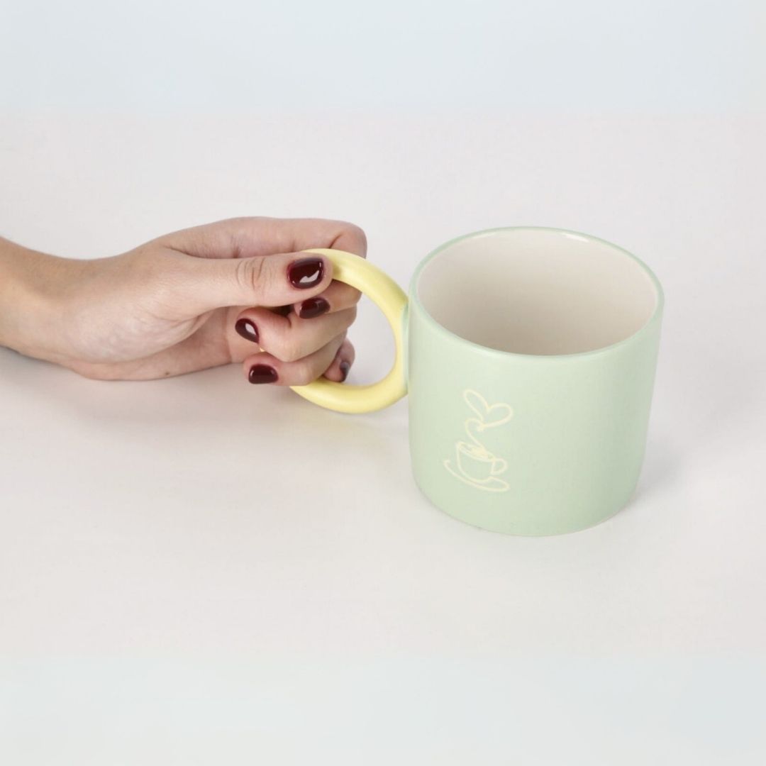 Colorful Round Handle Ceramic Mug – 280ml