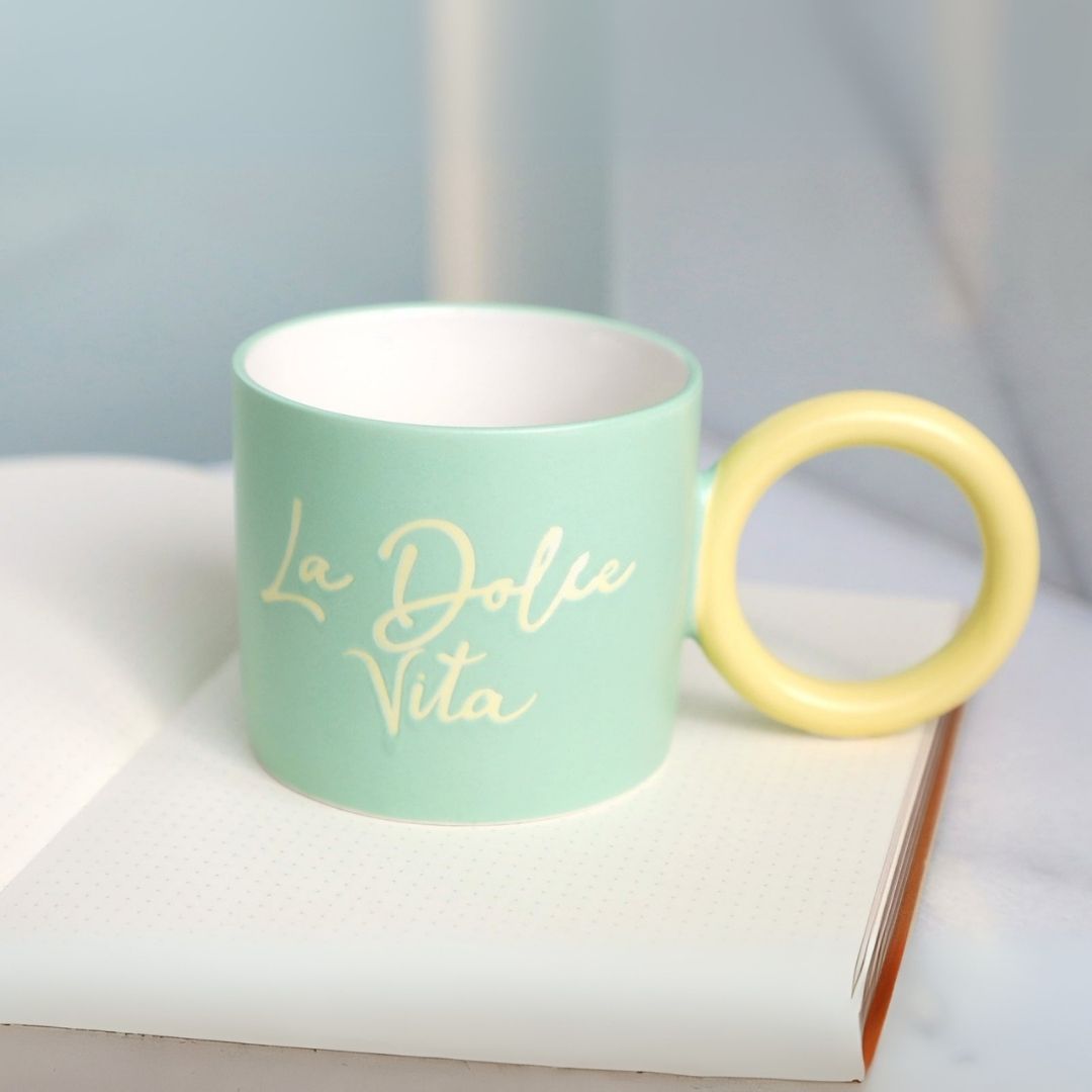 Colorful Round Handle Ceramic Mug – 280ml