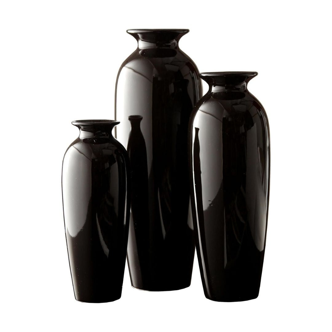 Plain Black Ceramic Vase - Set of 3 | Pots & Vases | Home Décor