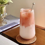 Vertical Stripe Drinking Glass Tumbler – Heat Resistant Mug for Iced Coffee & Drinkware