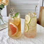 Vertical Stripe Drinking Glass Tumbler – Heat Resistant Mug for Iced Coffee & Drinkware