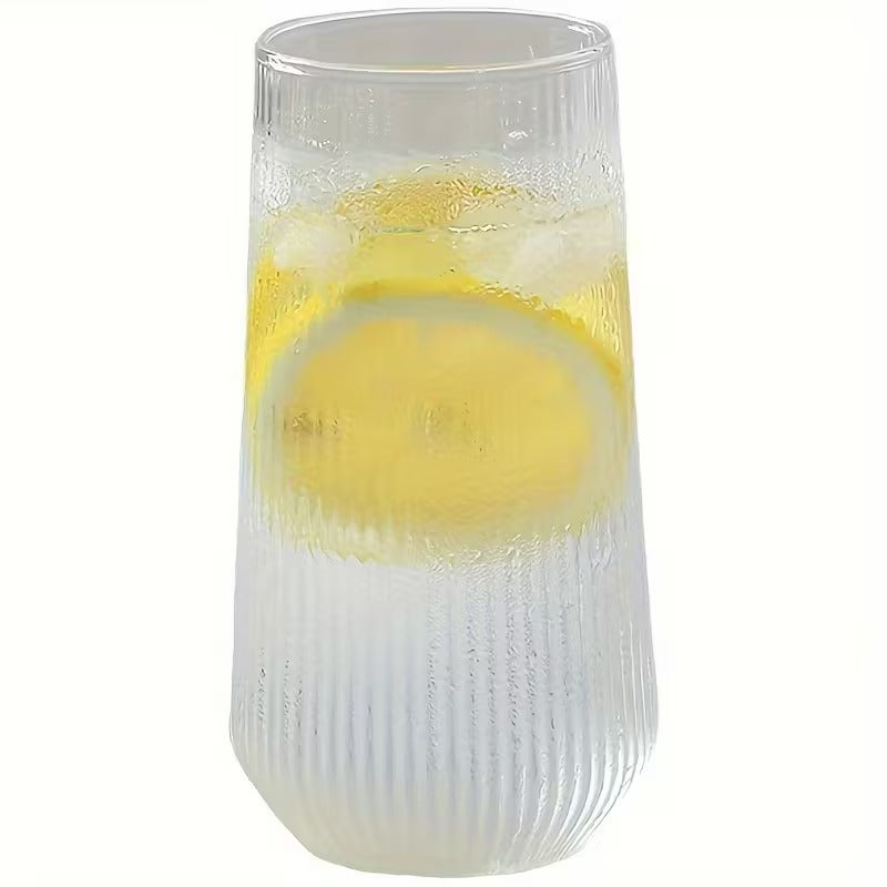 Vertical Stripe Drinking Glass Tumbler – Heat Resistant Mug for Iced Coffee & Drinkware