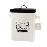 Vintage Metal Rice Storage Container with Cup & Handle – Airtight Lid