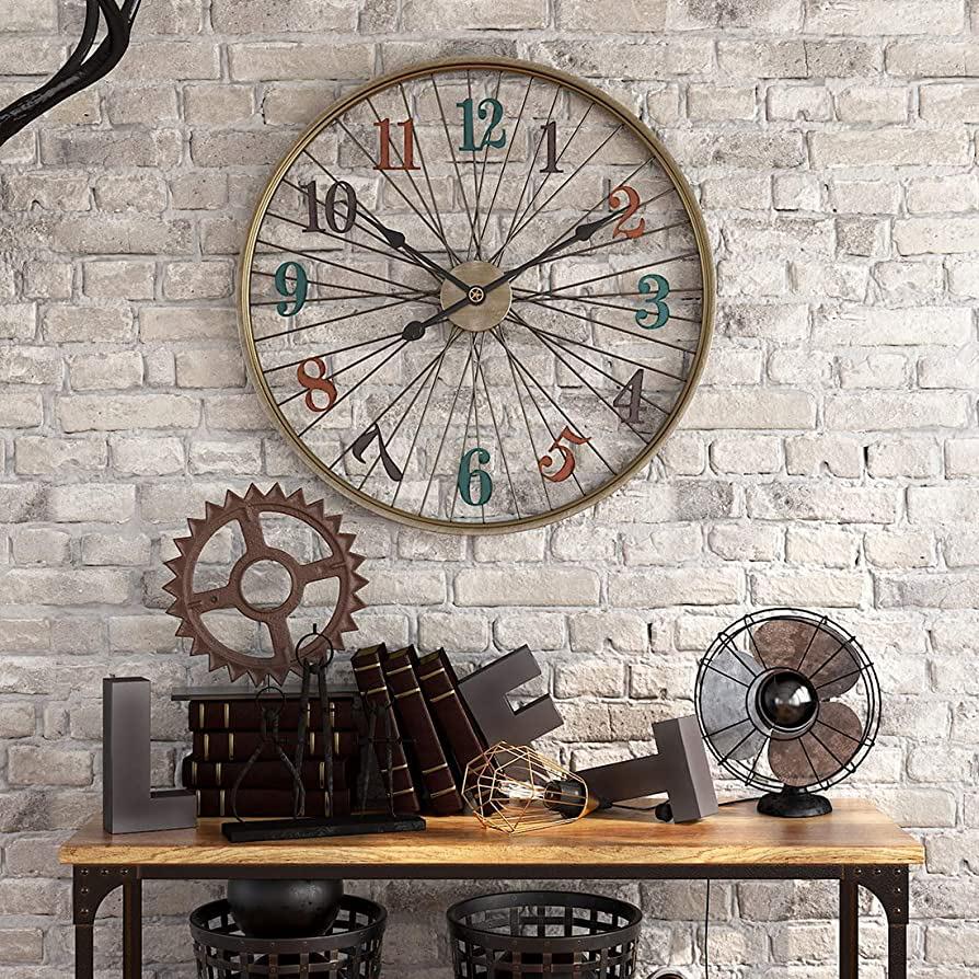 Colourful Digits Cycle Wheel Metal Wall Clock | Wall Hanging Clock