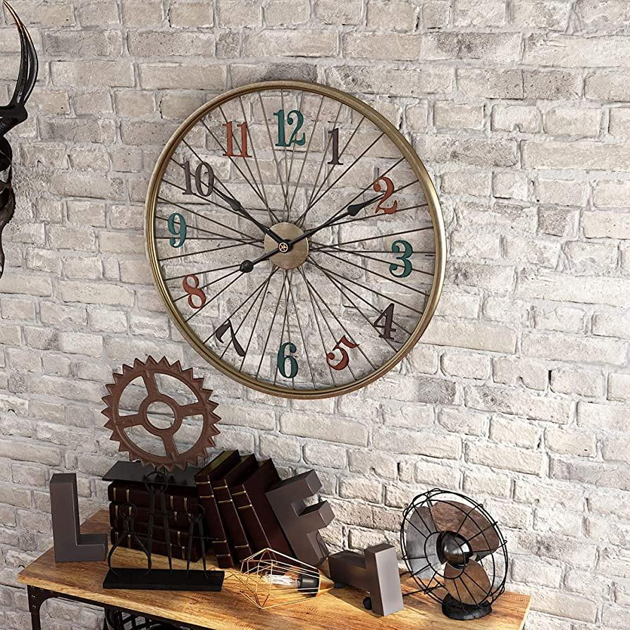 Colourful Digits Cycle Wheel Metal Wall Clock | Wall Hanging Clock