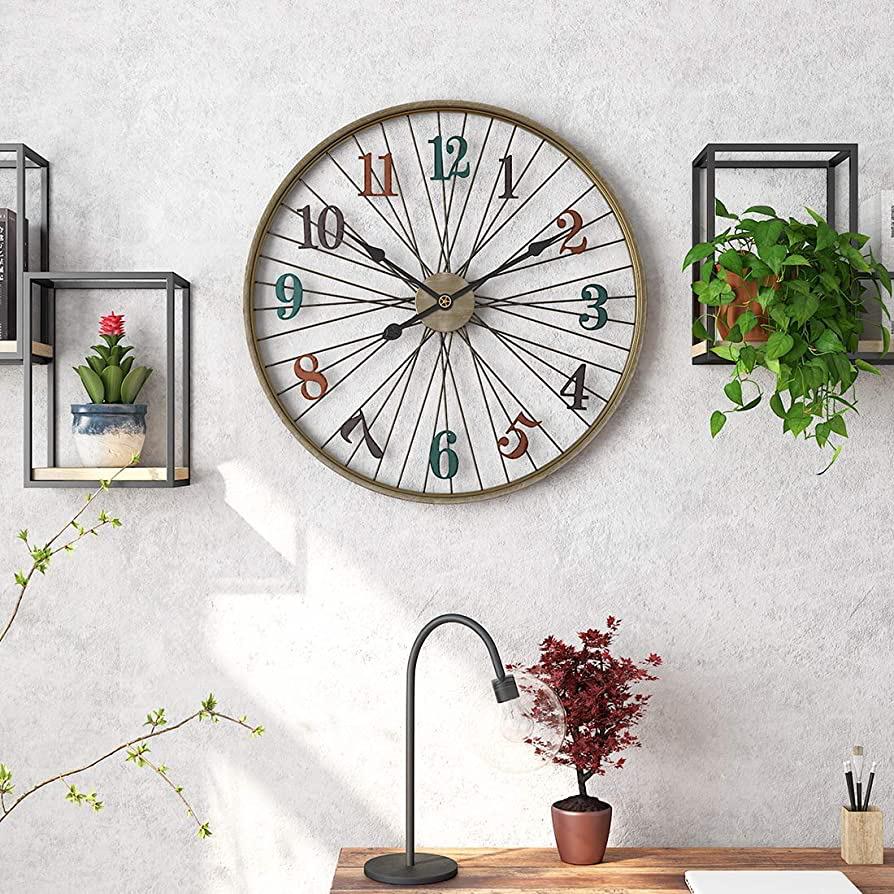 Colourful Digits Cycle Wheel Metal Wall Clock | Wall Hanging Clock