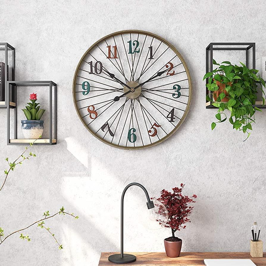  Colourful Digits Cycle Wheel Metal Wall Clock | Wall Hanging Clock