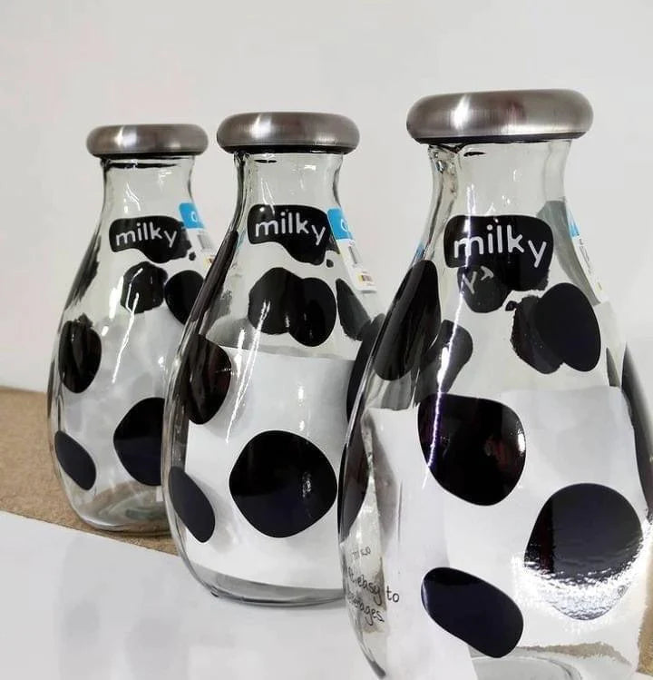Glass Milk Storage Water Bottle With Steel Lid