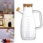 Bamboo Lid Glass Oil Bottle With Handle | High Borosilicate Glass