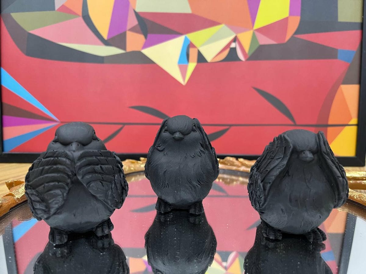 3pcs Ceramic Sparrow Statue