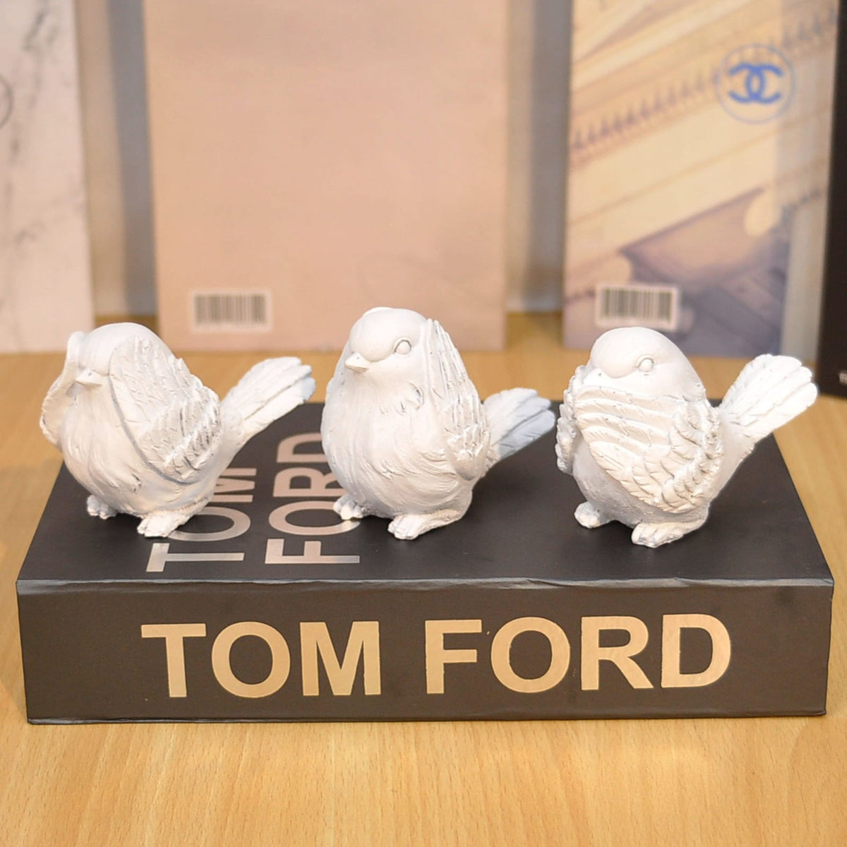 3pcs Ceramic Sparrow Statue