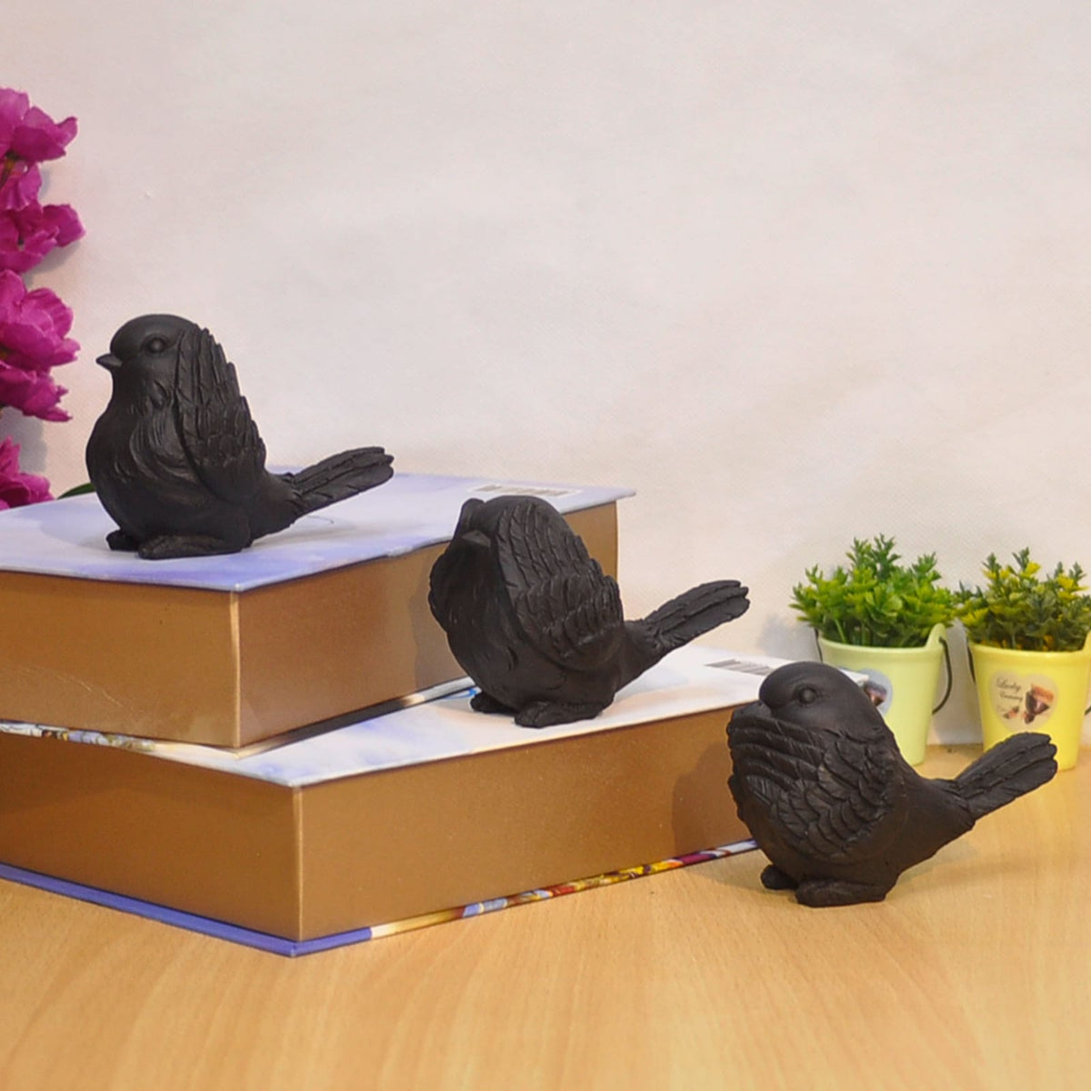 3pcs Ceramic Sparrow Statue