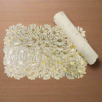 Daisy RectangularGold Flower PVC Table Mats | Placemats