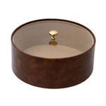 Multi Purpose Faux Crocodile Leather Round Storage Container