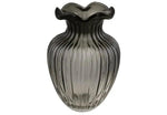 Vintage Ribbed Glass Vase – Elegant Wavy Rim Design | Home Decor | Pots & Vases