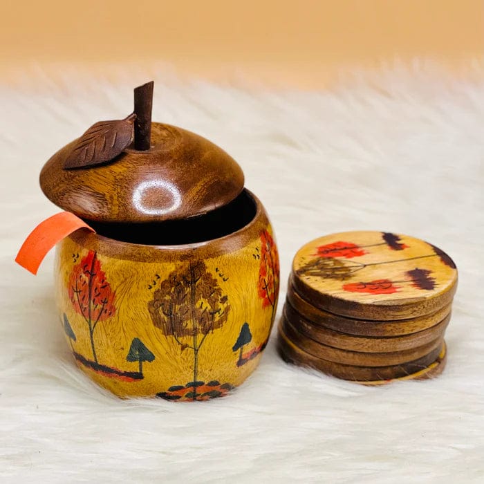 Apple Shaped Wooden Tea Coaster | Hand Craft