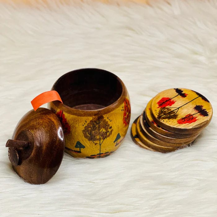 Apple Shaped Wooden Tea Coaster | Hand Craft