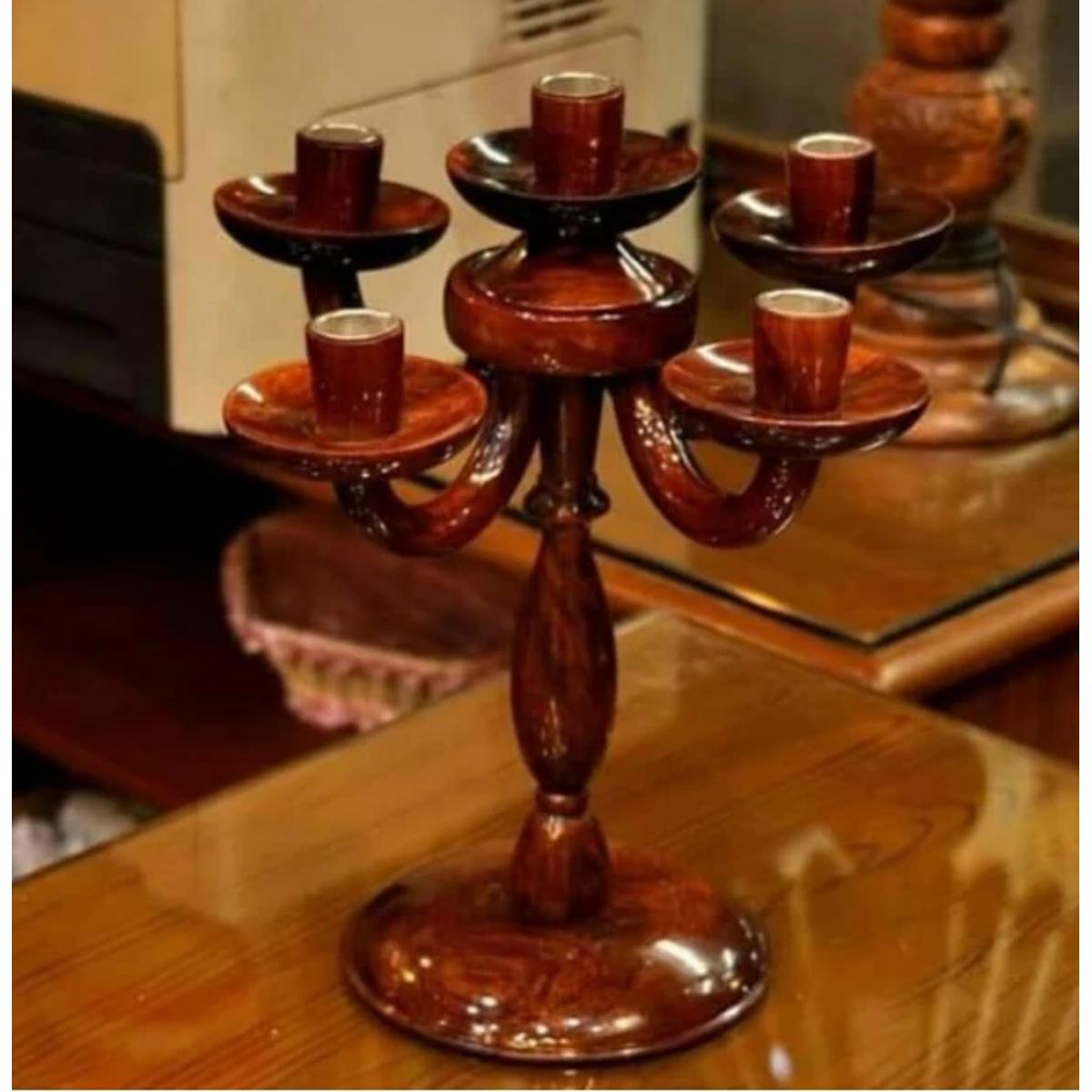 Handcrafted Wooden Antique Candle Holder Stand