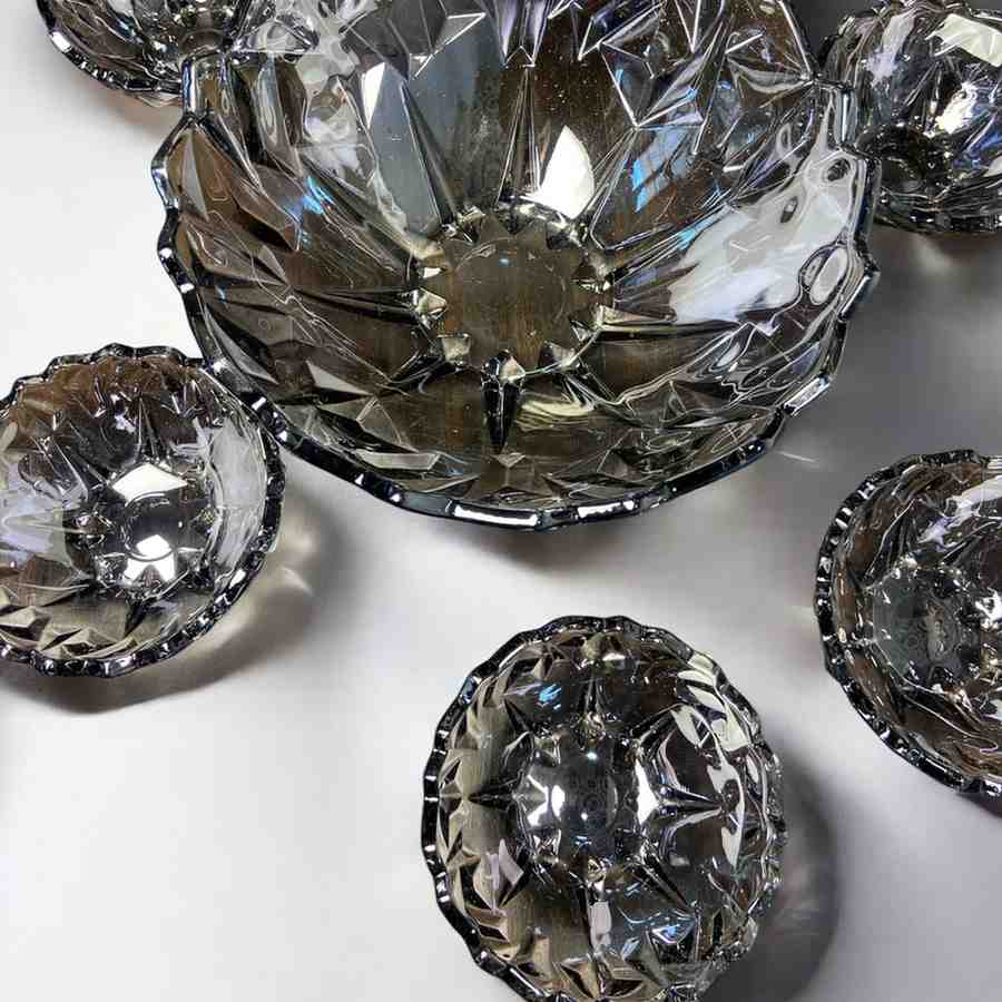 7-Pcs Tinted Glass Modern Desert Ice-Cream Sundae Bowl Set