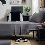 Striped Bedsheet Set - Grey T200 Cotton Satin