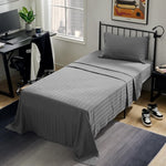 Striped Bedsheet Set - Grey T200 Cotton Satin