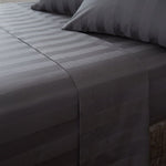 Striped Bedsheet Set - Grey T200 Cotton Satin