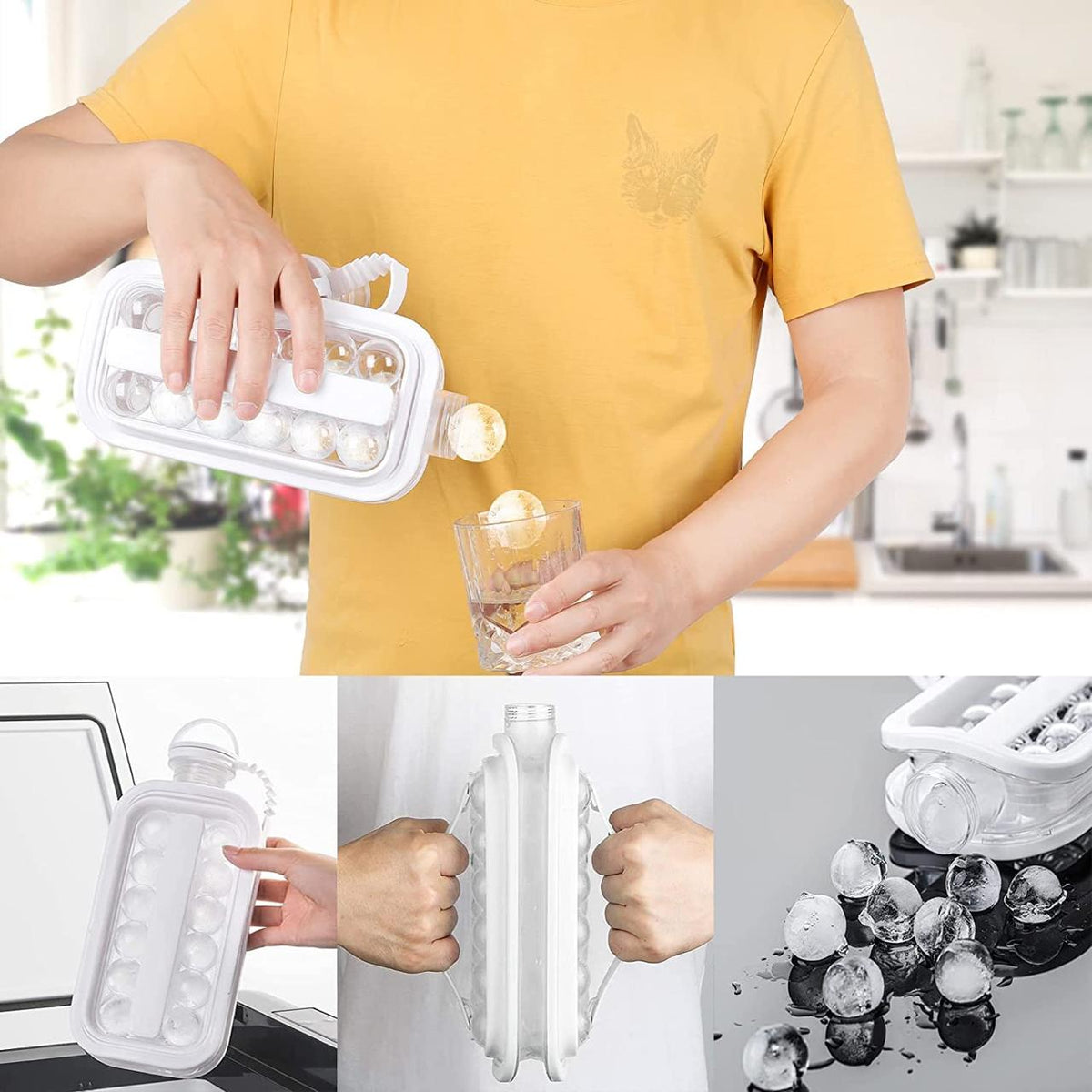 ڈھکنوں کے ساتھ سلیکون آئس ٹرے | آئس کیوب مولڈ | باورچی خانے کے لوازمات