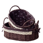Oval Handwoven Storage Baskets with Handle | Set of 2