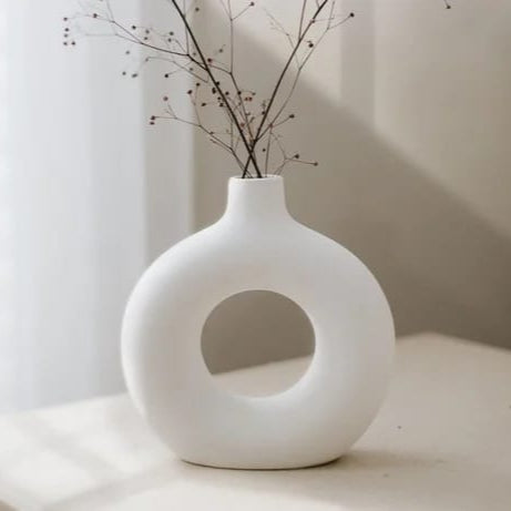 Matte Finish Donut Ceramic Vase | Pots & Vases | Home Décor