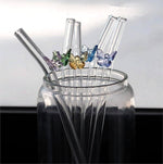 Butterfly Glass Drinking Straws With Cleaning Brush