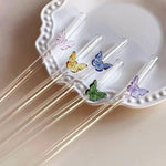 Butterfly Glass Drinking Straws With Cleaning Brush