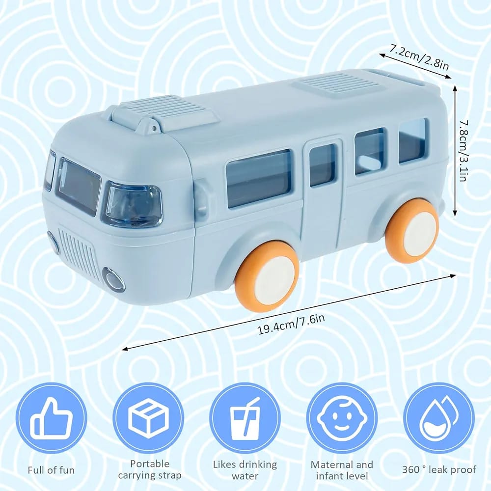 School Bus Water Bottle For Kids With Strap