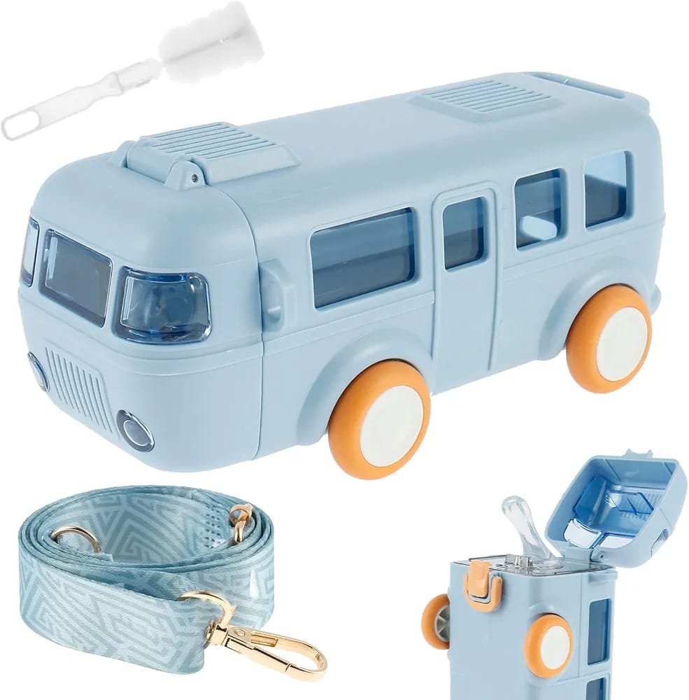 School Bus Water Bottle For Kids With Strap