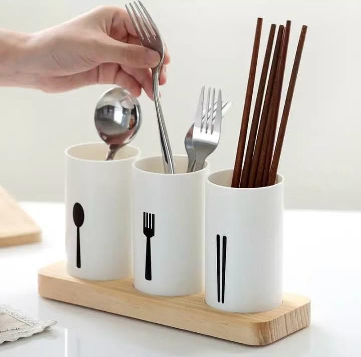 3pcs Cutlery Holder With Drain and Tray
