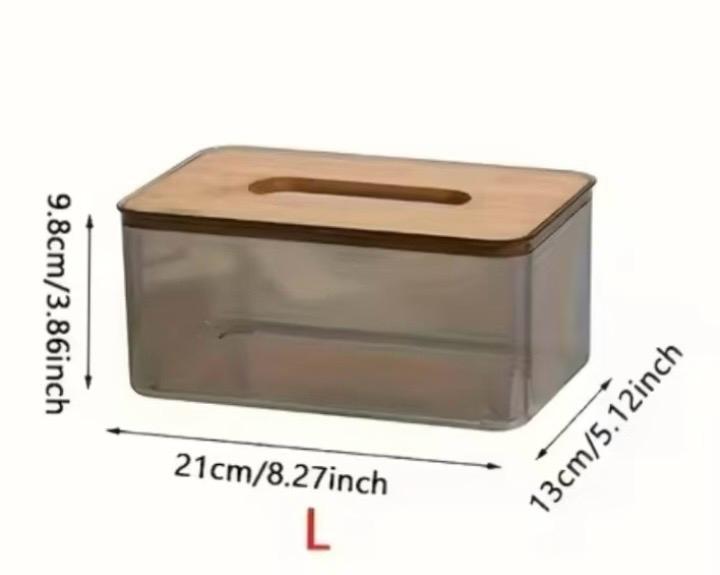 Acrylic Transparent Bamboo Lid Tissue Box