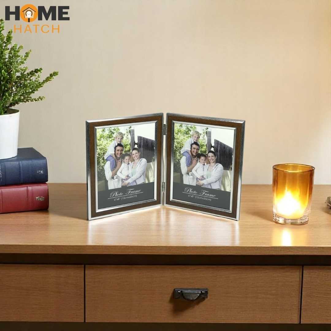 Dual Hinged Tabletop Photo Frame