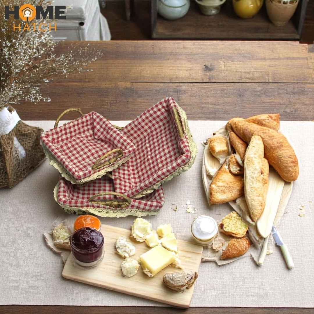 Cloth Covered Bread Basket | Set of 3