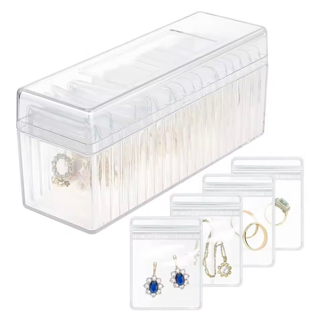 Acrylic Jewellery Organizer with 20 Mini Pouches | Jewellery Storage Box