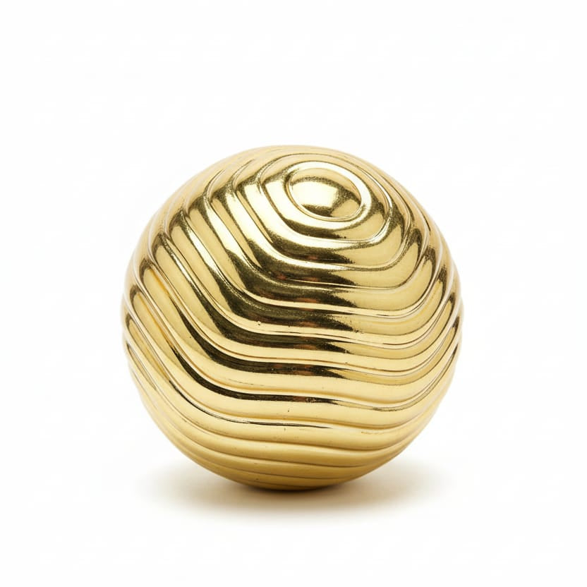 Gold decorative ceramic sphere with textured design – modern home décor centerpiece by Home Hatch Pakistan