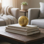 Gold decorative ceramic sphere with textured design – modern home décor centerpiece by Home Hatch Pakistan