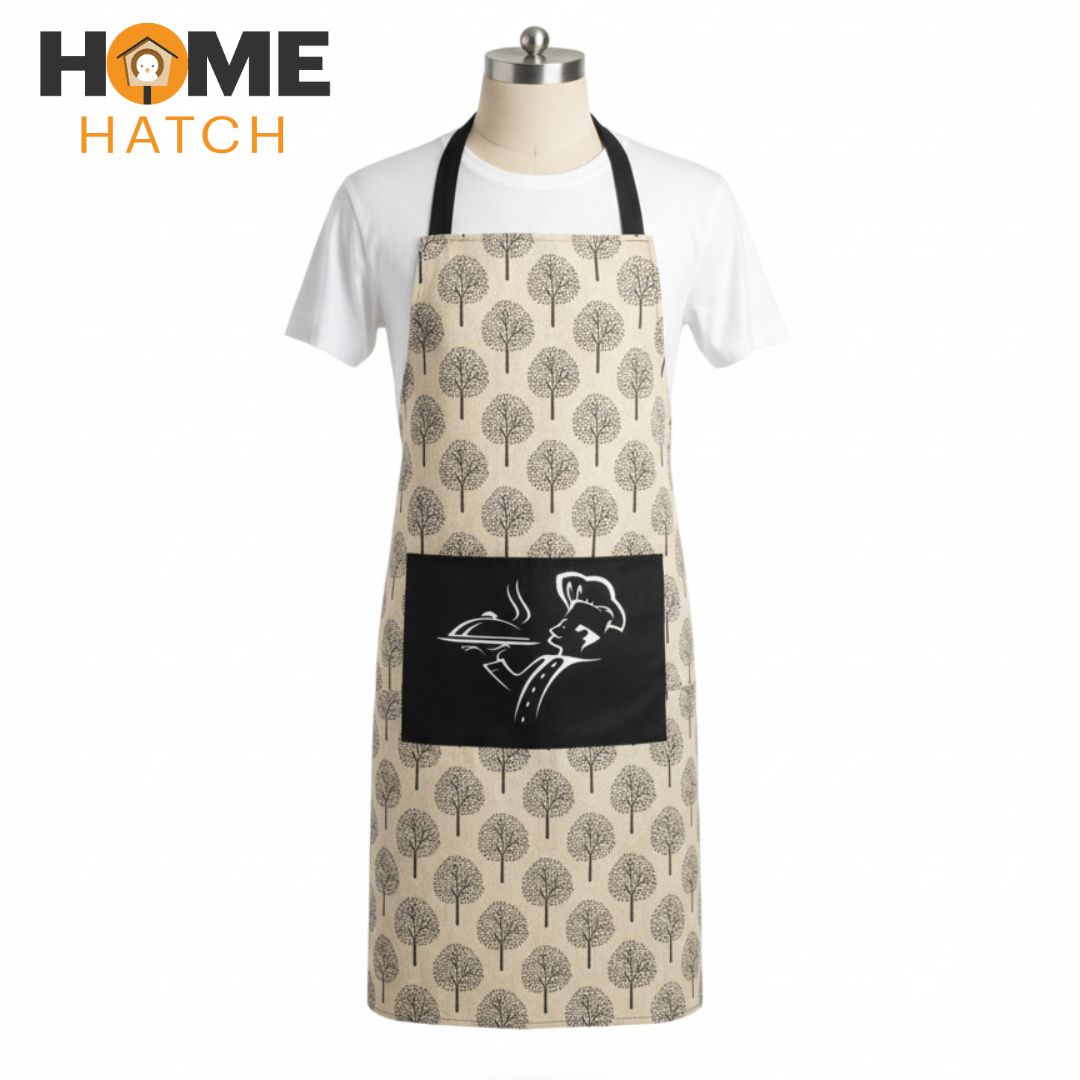 Printed Cotton Kitchen Apron with Pocket