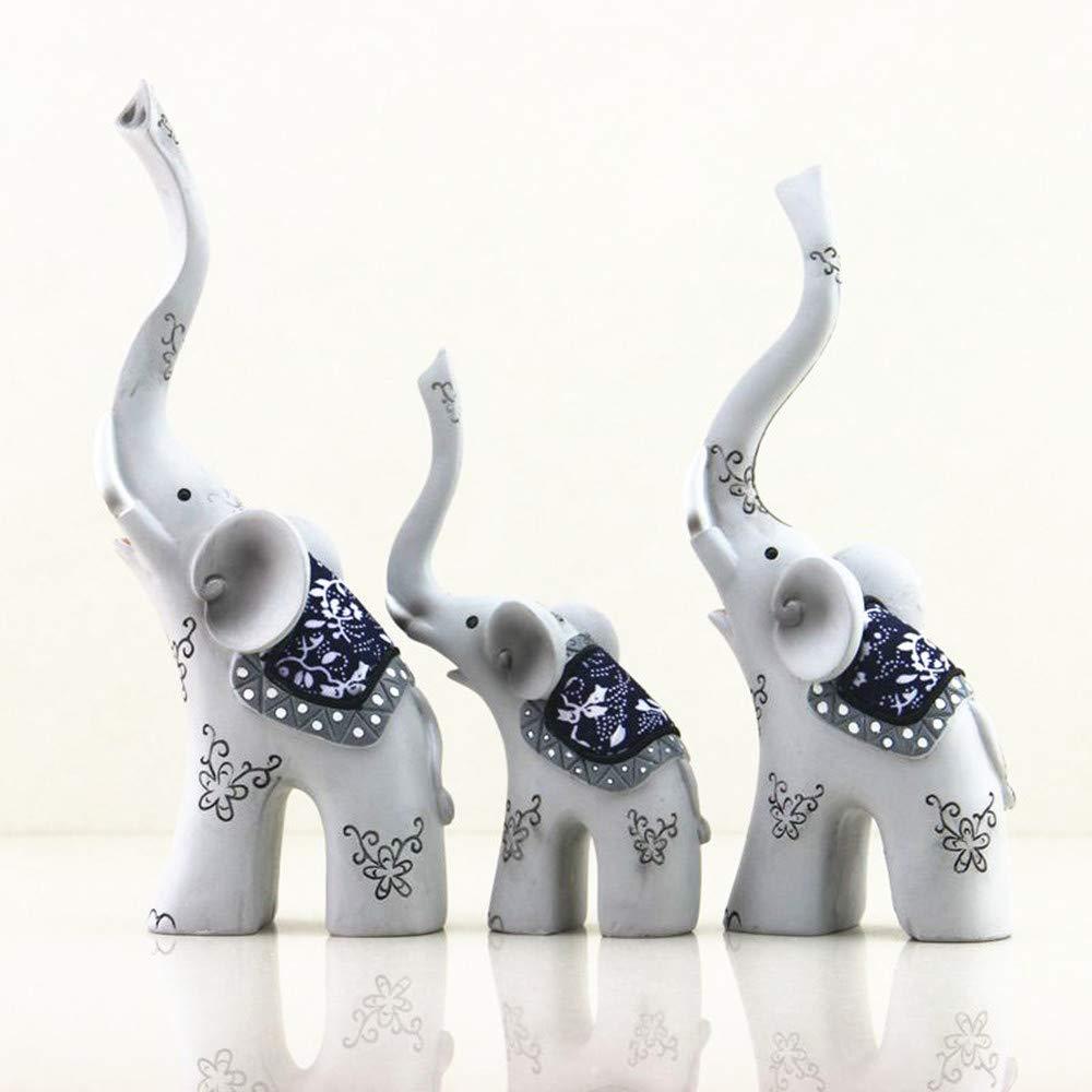 Decorative Elephant Figurine Set of 3 – Luxury Ceramic Elephant Statues for Home Décor