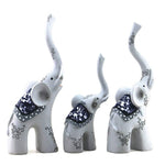 Decorative Elephant Figurine Set of 3 – Luxury Ceramic Elephant Statues for Home Décor