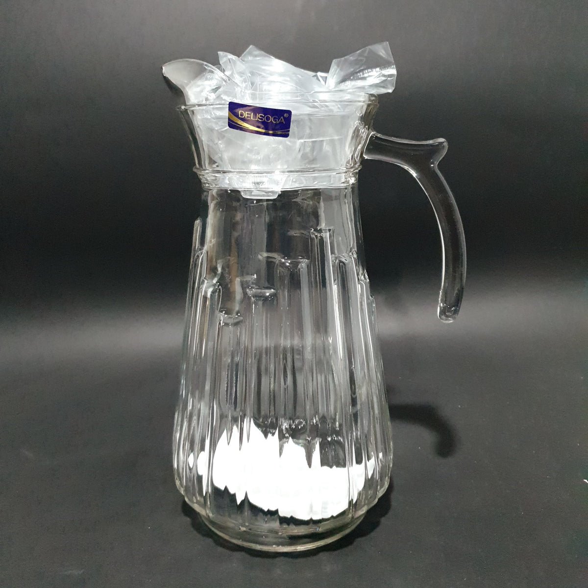 Delisoga Textured Glass Water Jug with Lid | Premium Serving Pitcher
