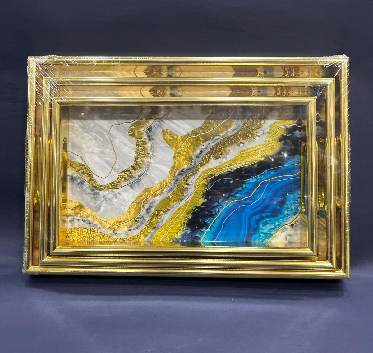 Luxury Marble Pattern Modern Serving Tray | Set of 3