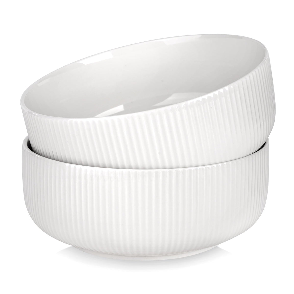 2pcs Ribbed Style Porcelain Bowls
