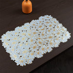 Daisy RectangularGold Flower PVC Table Mats | Placemats